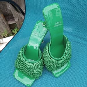 NWOT Jeffery Campbell Beaded Bright 💚 Square Toe Heels Bead Me Sz 8
